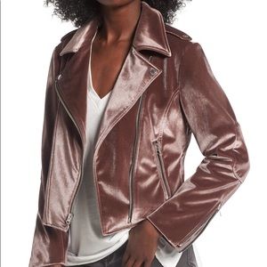 Motorcycle style jacket velvet fabric finish